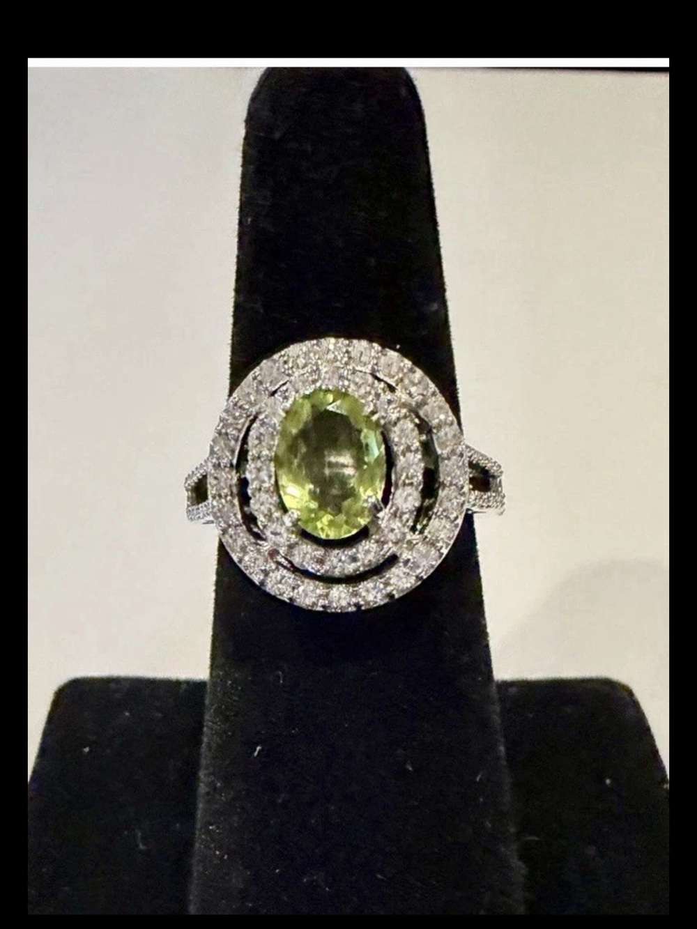 Sterling 925 Peridot And White Topaz Halo Style